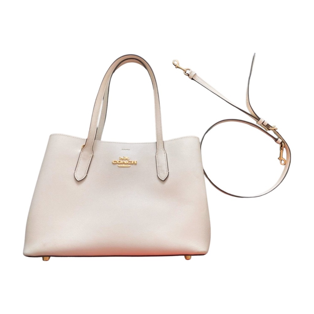 Coach Leather Tote Bag in Light Beige with Gold Hardware
